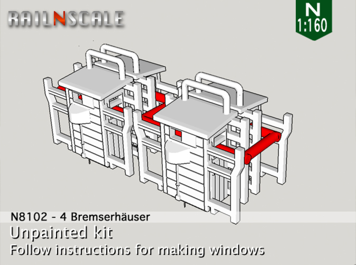 4 Bremserhäuser (N 1:160) 3d printed 