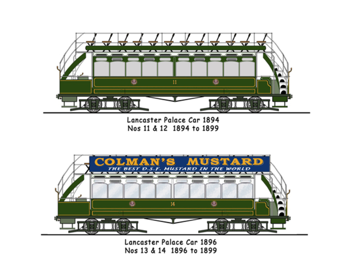 Blackpool Lancaster complete original no floor 3d printed Line drawing of these trams