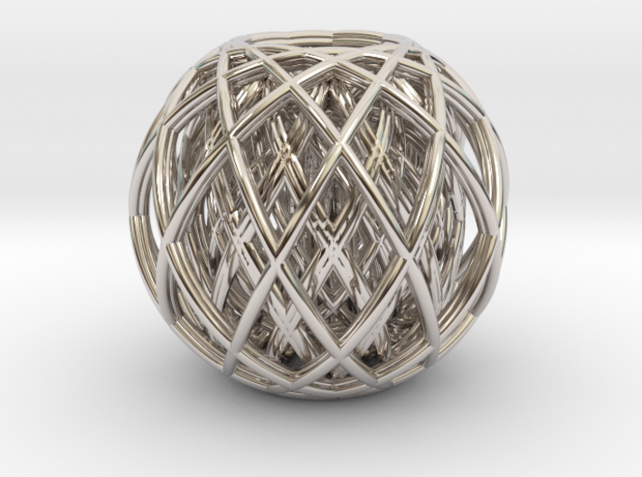 Rotating toruses between two wire frame spheres 3d printed