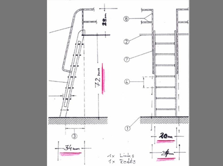 1/35 DKM Destroyer Gangway (Ladder) v2 3d printed