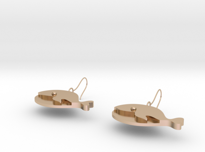 Whale earrings 3d printed