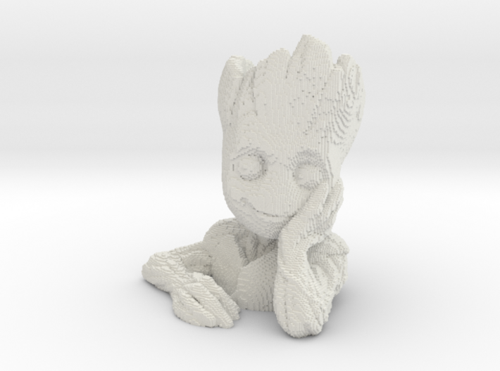 Baby Groot voxelized 3d printed