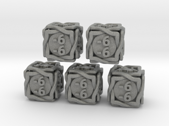 5 × 'Twined' D6 -1/-1 counters (14 mm) SOLID 3d printed