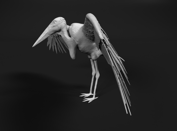 Marabou Stork 1:64 Wings Spread 3d printed 