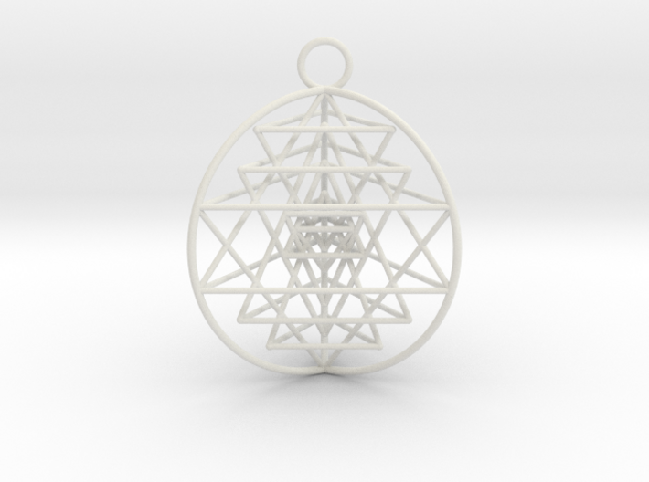3D Sri Yantra 3 Sided Optimal Pendant 1.5&quot; 3d printed