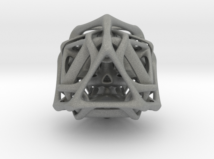 Ported looped Tetrahedron steel 8.5x7.3x8 cm  3d printed