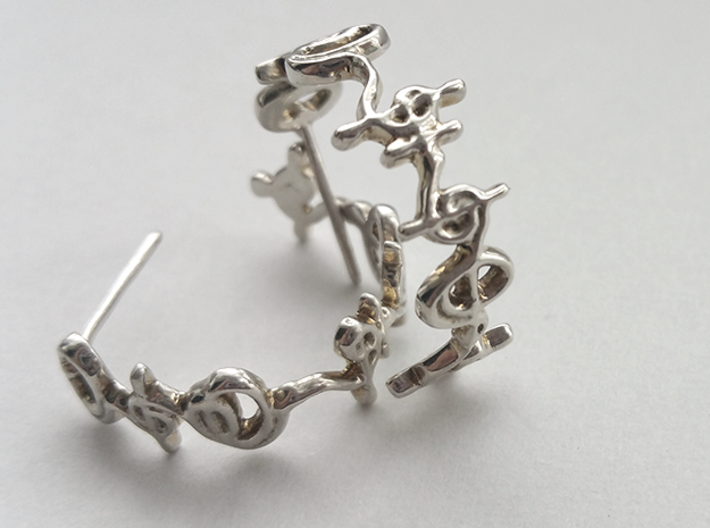 &quot;T'hy'la&quot; Earrings 3d printed Pictured: Polished Silver