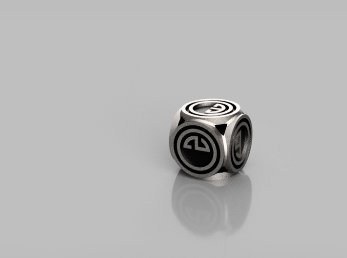 Rounded Game Dice 3d printed Blackened Polished Bronzed-Silver Steel