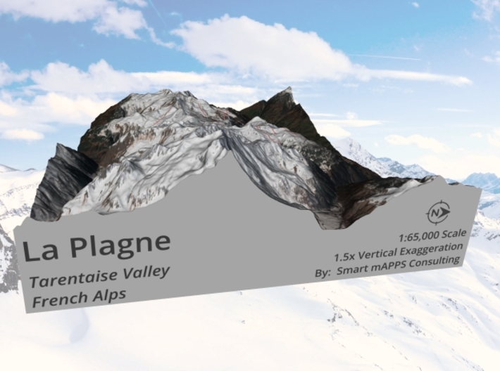 La Plagne Ski Area: 8"x10" 3d printed 