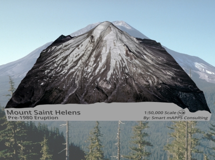 Mount St. Helens (Pre-1980) Grayscale: 6&quot;x6&quot; 3d printed