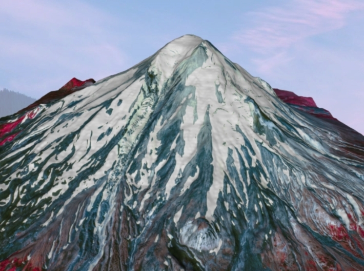Mount St. Helens (Pre-1980) False Color: 8&quot;x8&quot; 3d printed