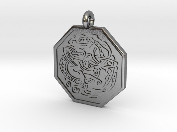 Celtic Dog Octagon Pendant 3d printed