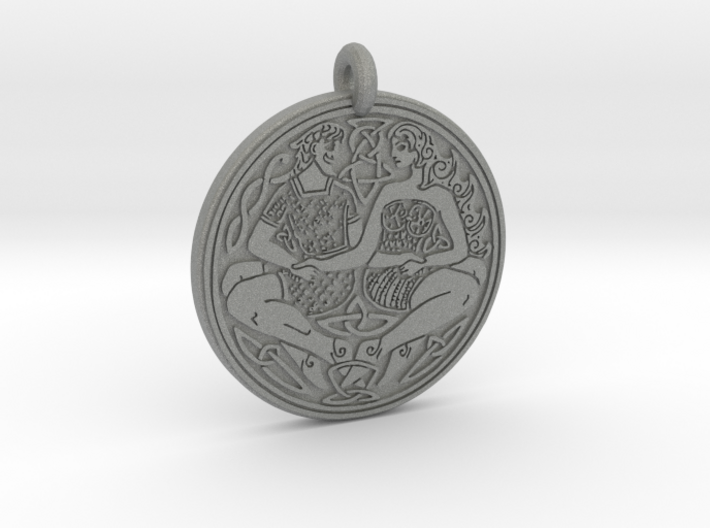 Divine Couple Celtic  - Round Pendant 3d printed