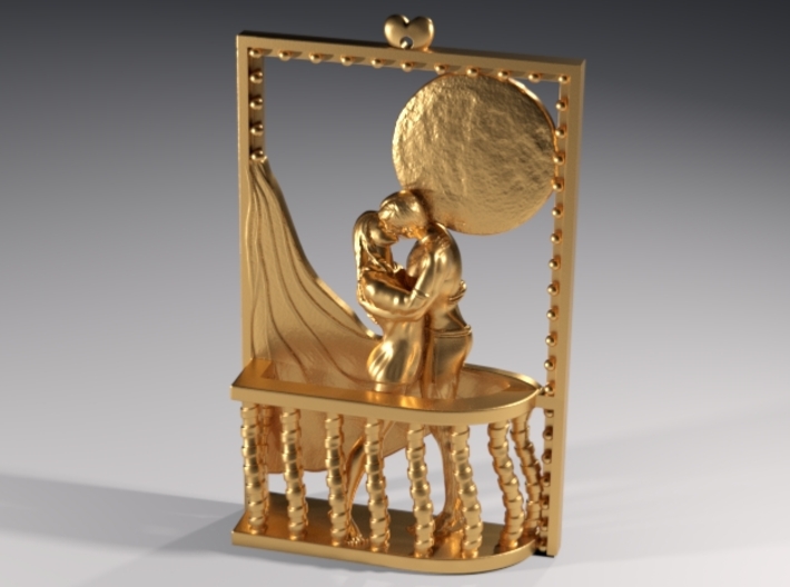 Romantic mood at full moon 3d printed Polished Brass