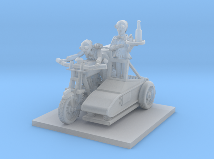 post apocalypse classic bike and sidecar with moto 3d printed