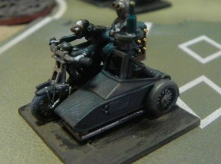 post apocalypse classic bike and sidecar with moto 3d printed 