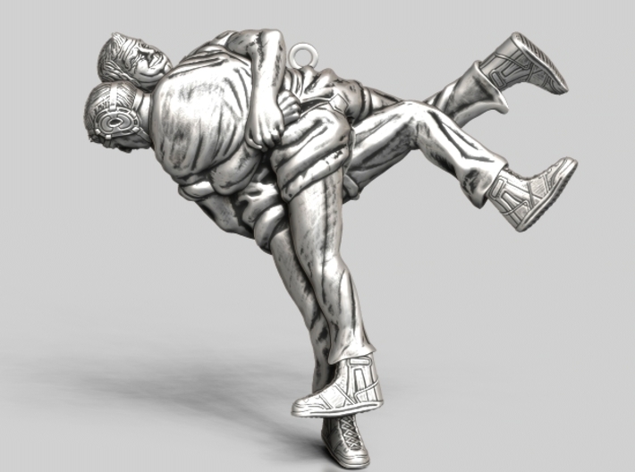 Swiss wrestling - 60mm high 3d printed Antique Silver