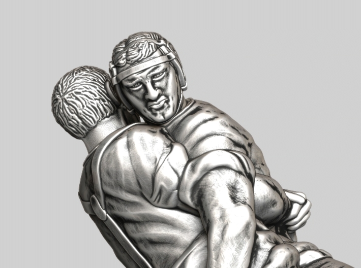 Swiss wrestling - 55mm high 3d printed Antique Silver