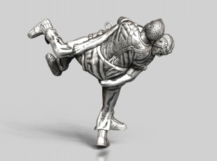 Swiss wrestling - 35mm high 3d printed Antique Silver