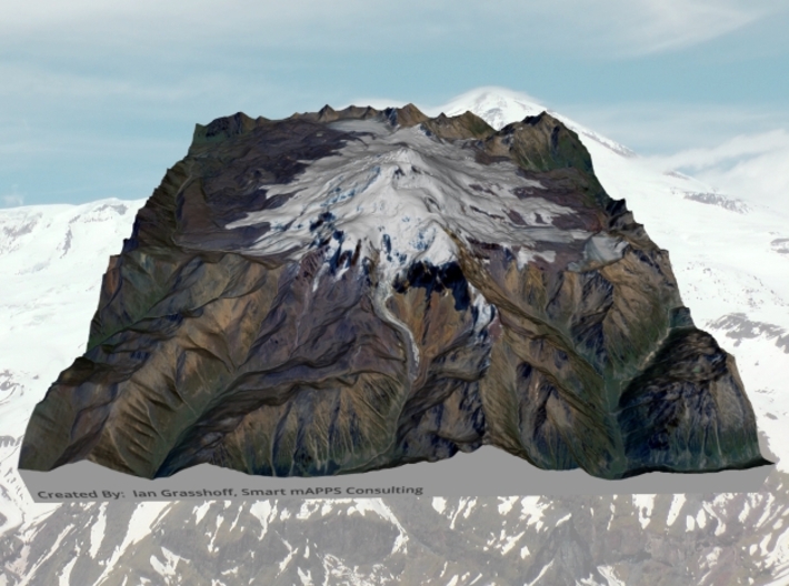 Mount Elbrus Map: 8"x8" 3d printed 