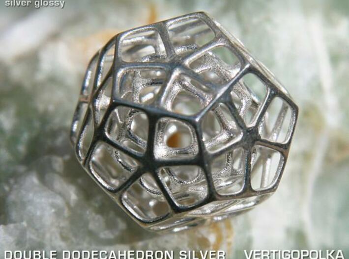 Double Dodecahedron Silver 3d printed 