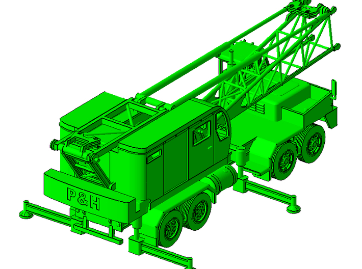 1/87th P&H Lattice Boom Crane Transport carrier 3d printed Shown with crane, not included