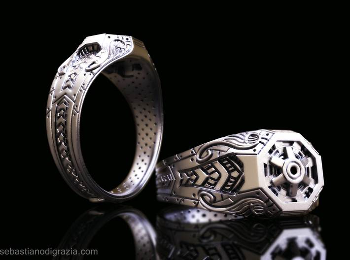 Steampunk Octagonal Ring 3d printed