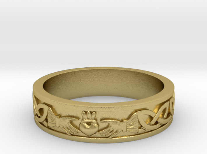 Claddagh ring with knotwork Size 8.5 3d printed