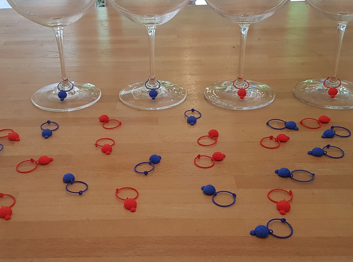 14x Ladybug Wine Charms 3d printed Array of red and blue wine charms