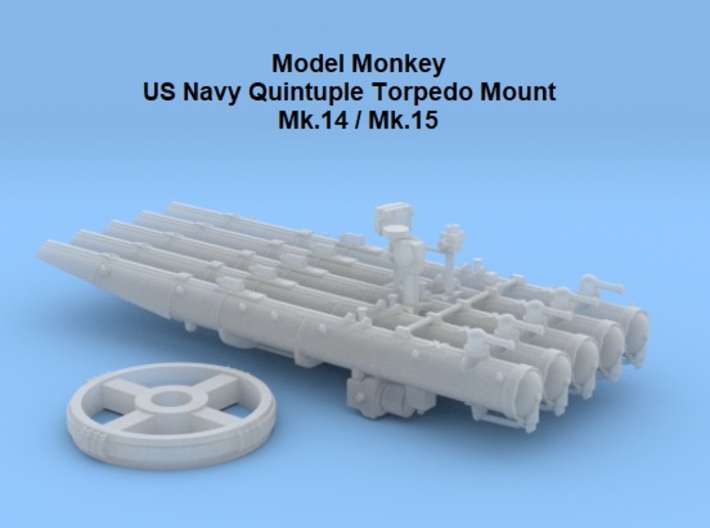 1/72 Quintuple Torpedo Mount for USN Destroyers 3d printed 