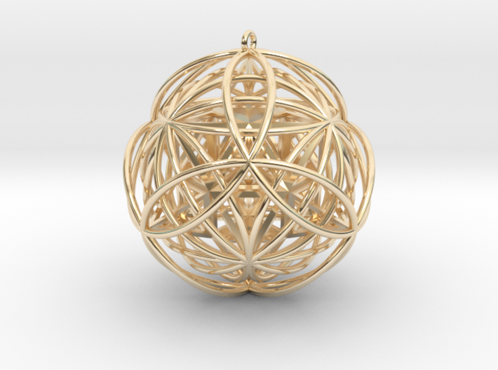 Stellated Vector Equilibrium 17 Ring Pendant 2.5&quot; 3d printed