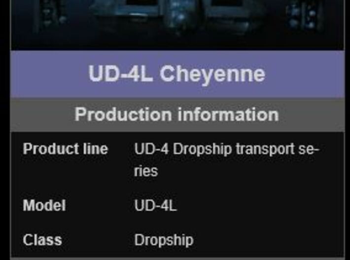 Cheyenne-w Dropship 285 scale 3d printed 