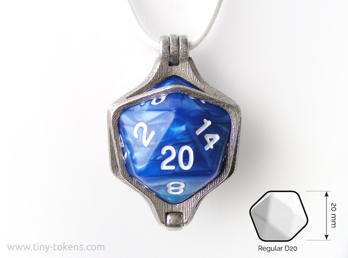 D20 Dice Cage Pendant - for 24 mm die (8KGP67RAH) by Foxworks