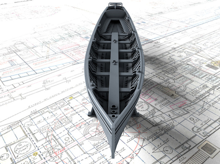 1/128 Scale Royal Navy 30ft Gig x2 3d printed 3d render showing set detail