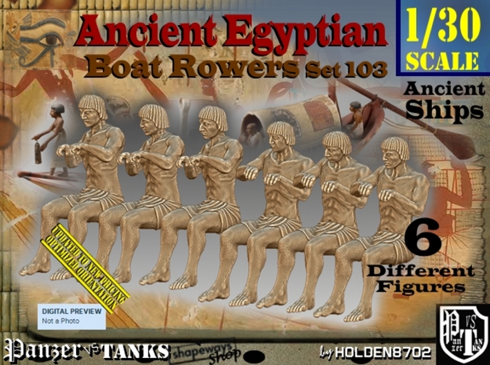 1/30 Ancient Egyptian Boat Rowers Set103 3d printed