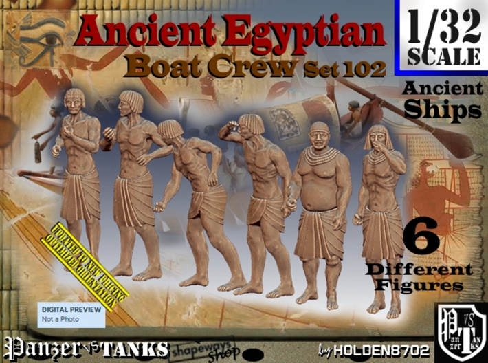 1/32 Ancient Egyptian Boat Crew Set102 3d printed