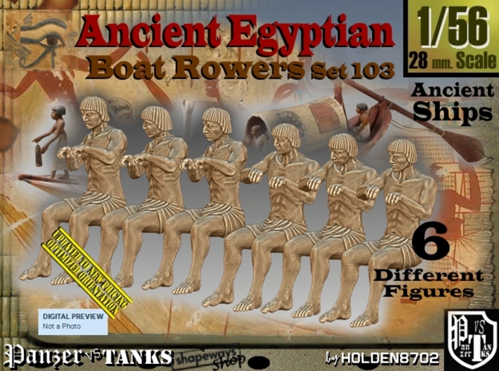 1/56 Ancient Egyptian Boat Rowers Set103 3d printed
