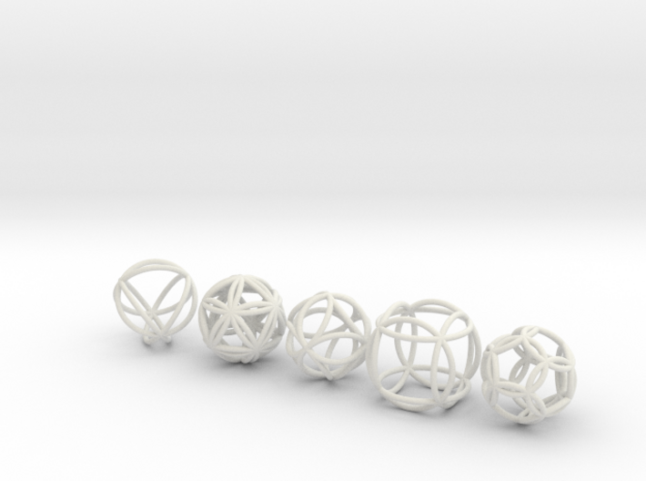 Platonic Spheres (set of 5) 3d printed