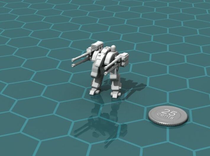 Terran Anti-Aircraft Walker 3d printed Render of the model, with a virtual quarter for scale.
