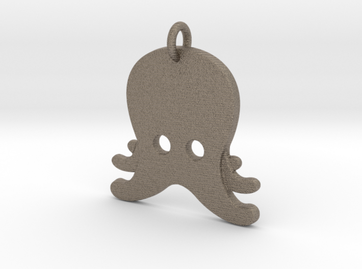 Octopus Emoji Pendant - Metal 3d printed