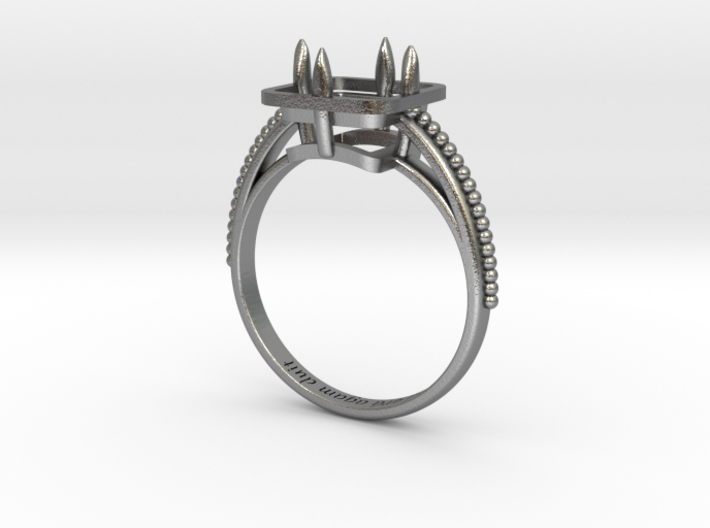 solitaire ring with basket - princess cut 7x7 (Siz 3d printed