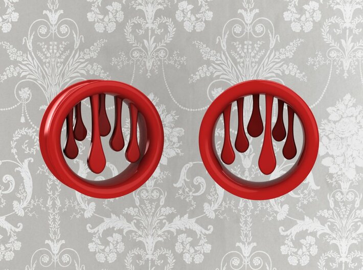 15/16 Inch Bleeding Tunnels 3d printed Order in Red polished plastic or enamel I metal with red or GREEN for slime!