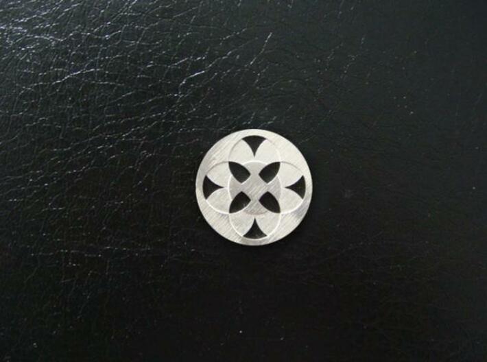 Round Pendant - Four Fountains 3d printed Sterling Silver