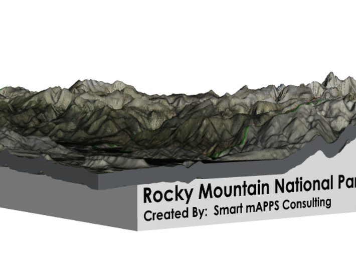 Rocky Mountain National Park Map 3d printed 