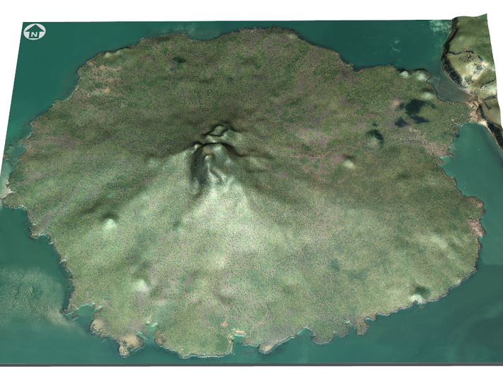 Rangitoto Island Map 3d printed