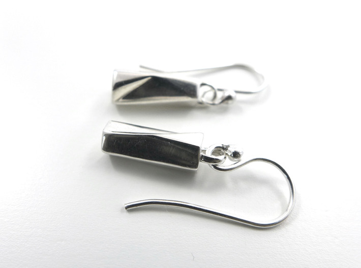 Scutoid Earrings - Mathematical Jewelry 3d printed Scutoid earrings in polished silver