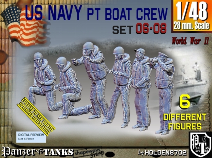 1/48 USN PT Boat Crew Set06-08 3d printed