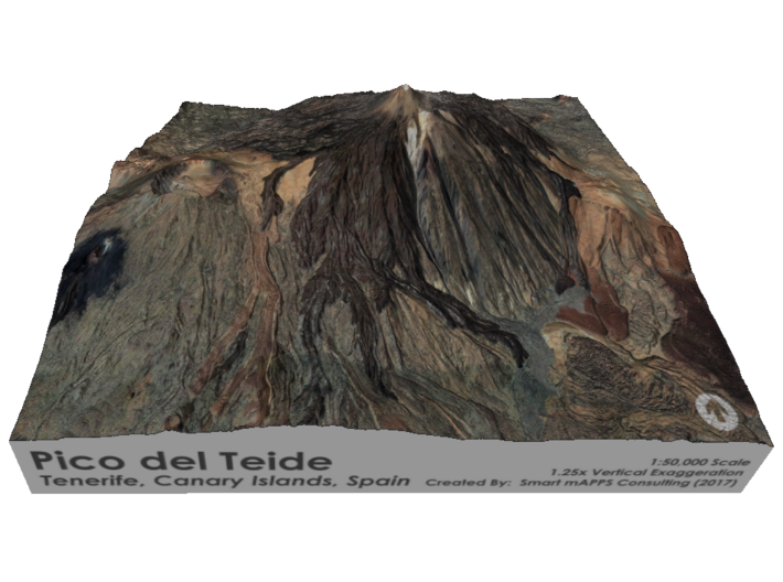 Pico del Teide Map, 1:50,000 3d printed