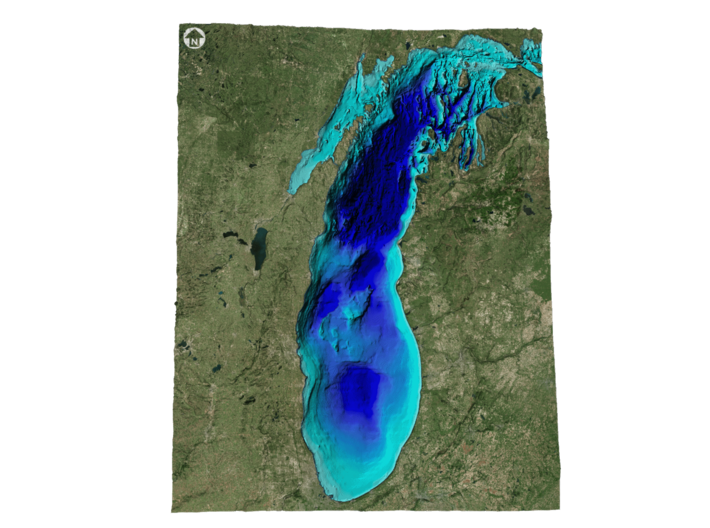 Lake Michigan Map 3d printed