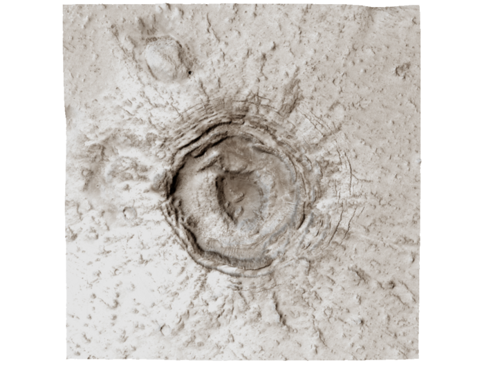 Mars Map: Crater in Phlegra Dorsa - Sepia 3d printed